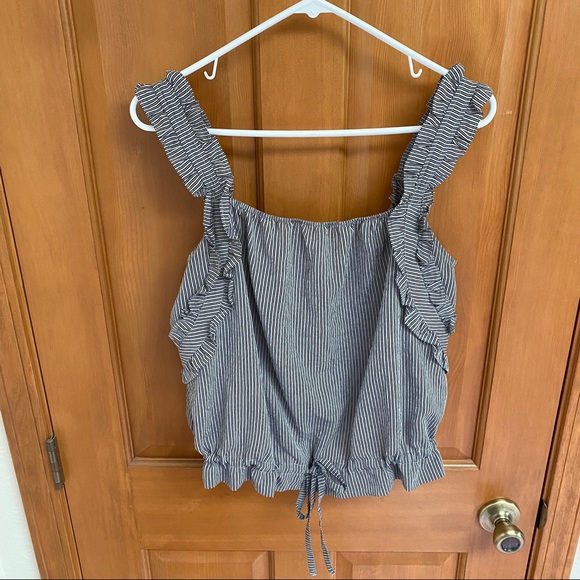 Hoity Toity Tops | Black and Grey Striped Tank - Picture 1 of 5